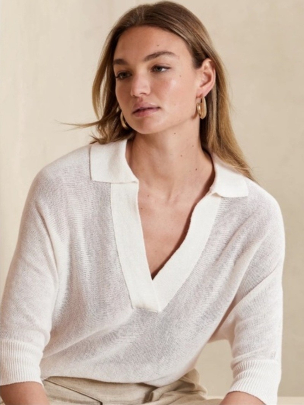 Banana Republic Johnny Collar Knit Top(S)